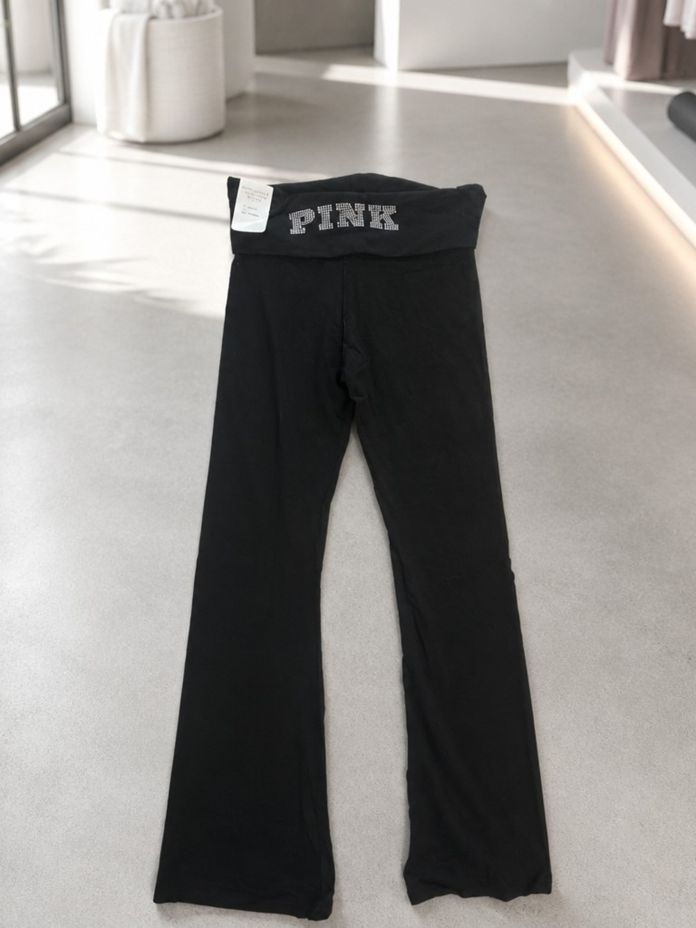 Pink Victoria Secret Fold Band Flare Yoga Pants Size S